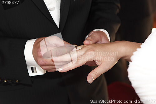 Image of Hands of a bride and groom