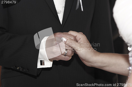 Image of Hands of a bride and groom