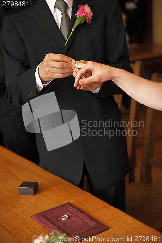 Image of Hands of a bride and groom