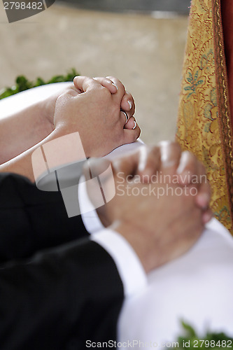 Image of Hands of a bride and groom