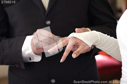 Image of Hands of a bride and groom