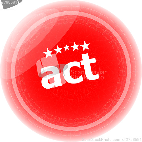 Image of act stickers set, icon button isolated on white