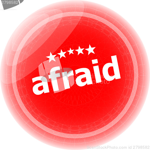 Image of afraid word red stickers, icon button isolated on white