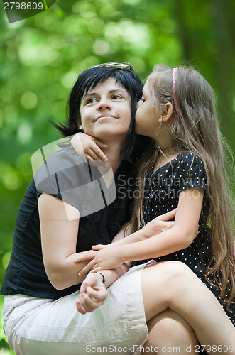 Image of Daughter kissing her mom