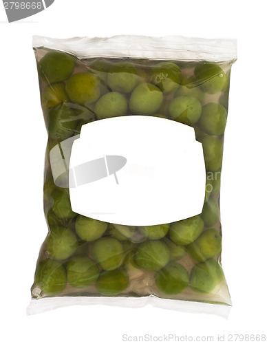 Image of olives in plastic box surface