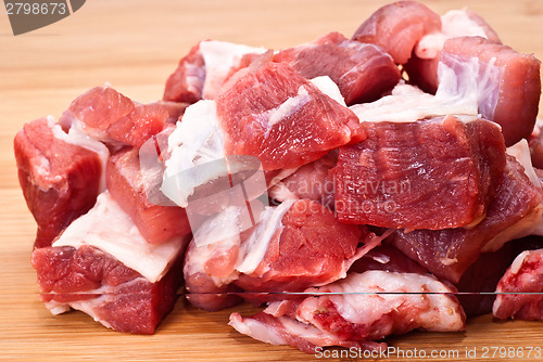 Image of Raw beef on wooden board