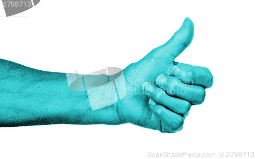 Image of Old woman with arthritis giving the thumbs up sign