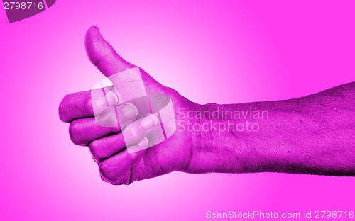 Image of Old woman with arthritis giving the thumbs up sign