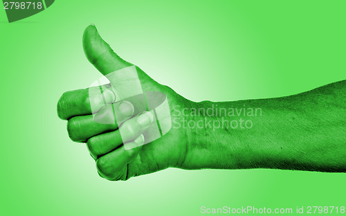 Image of Old woman with arthritis giving the thumbs up sign