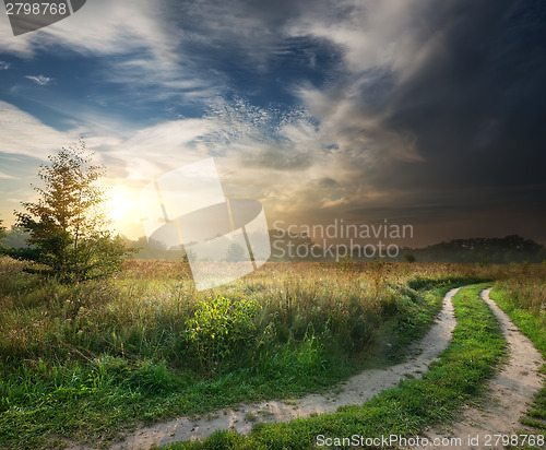 Image of Thunderstorm and country road