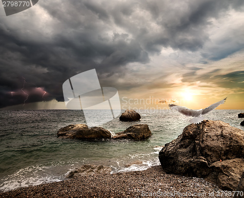 Image of Thunderstorm over sea