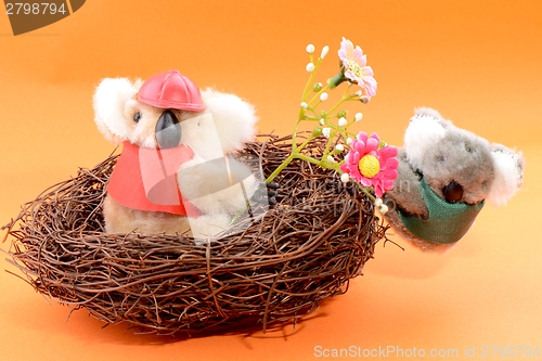 Image of Nest with two Toy Koala