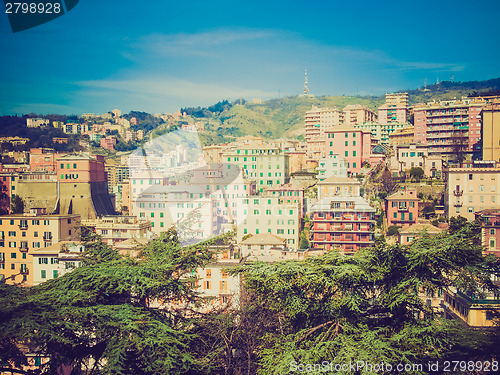 Image of Retro look View of Genoa Italy
