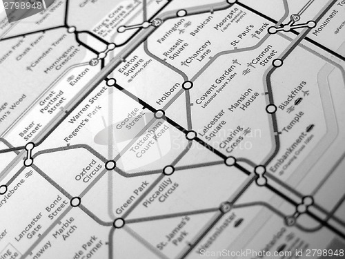 Image of Black and white Tube map of London underground