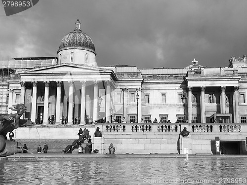 Image of Black and white Trafalgar Square London