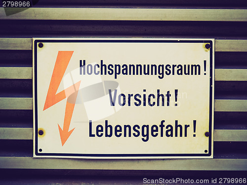 Image of Retro look Danger of death Electric shock