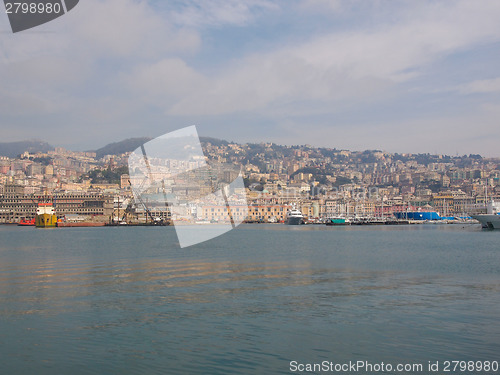 Image of View of Genoa Italy from the sea
