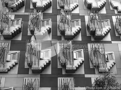 Image of Black and white The Scottish Parliament, Edinburgh