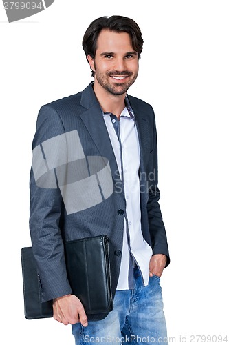 Image of Handsome stylish man carrying a briefcase