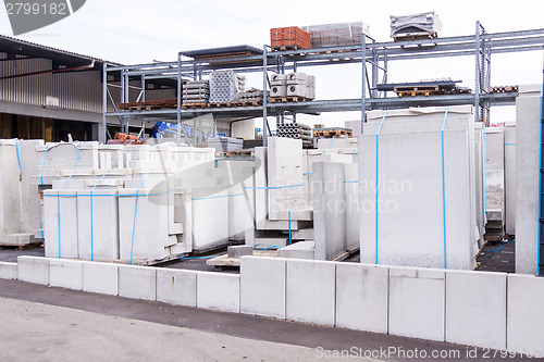 Image of Cement building blocks stacked on pallets