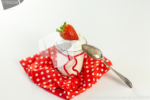 Image of Fresh strawberries with healthy yogurt