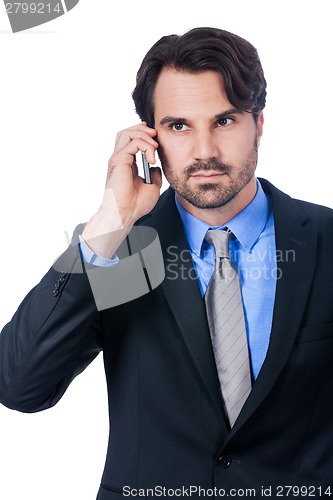 Image of Stylish businessman talking on his mobile phone