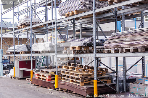 Image of Building and construction materials in a warehouse