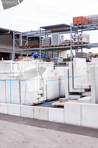 Image of Cement building blocks stacked on pallets