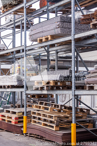 Image of Building and construction materials in a warehouse