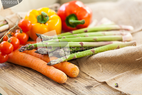 Image of Fresh vegetables in a country kitchen