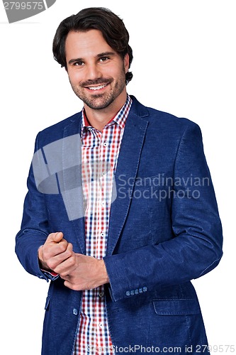 Image of Handsome smiling man approaching the camera