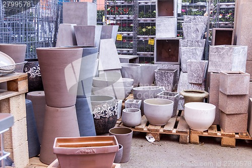 Image of Glazed and unglazed ceramic flower pots