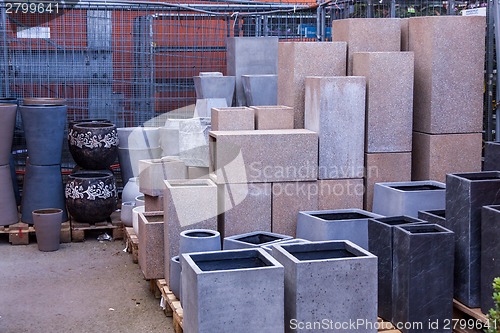 Image of Glazed and unglazed ceramic flower pots