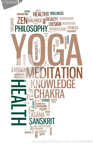 Image of YOGA. Word collage on white background.