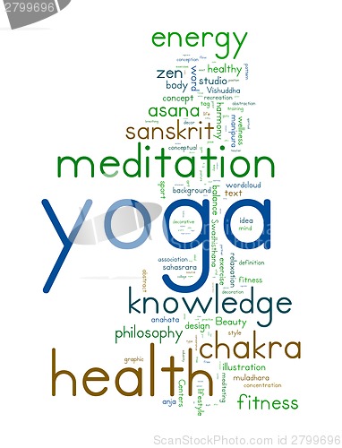 Image of YOGA. Word collage on white background.