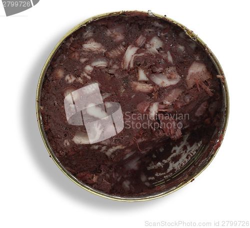Image of tin can with black pudding