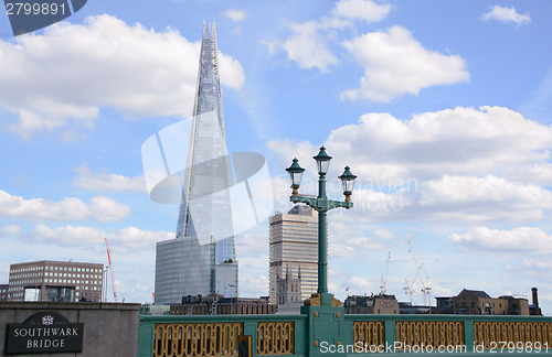 Image of The Shard from Southwark Bridge in London, England