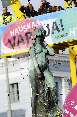 Image of celebrating Vappu (Walpurgis Night) in the center of Helsinki Ap