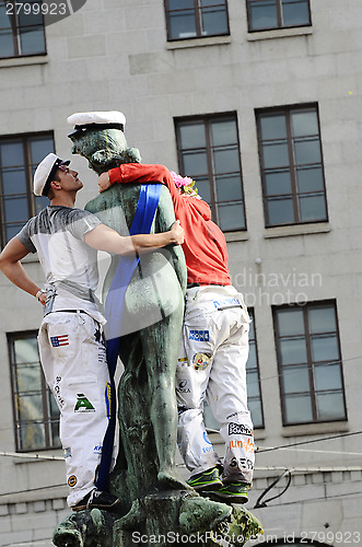 Image of celebrating Vappu (Walpurgis Night) in the center of Helsinki Ap