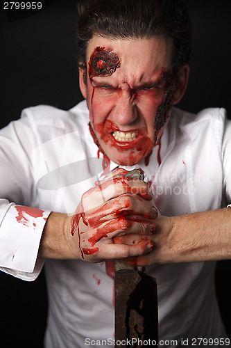 Image of Psychopath with bloody knive