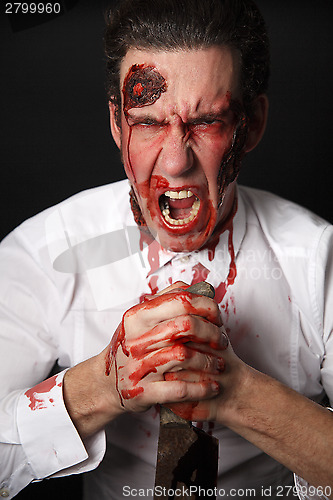 Image of Psychopath with bloody knive