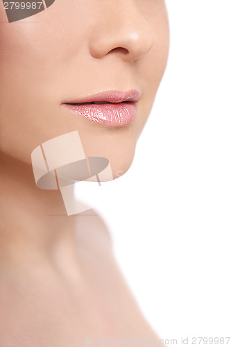 Image of Woman in profile with open lips