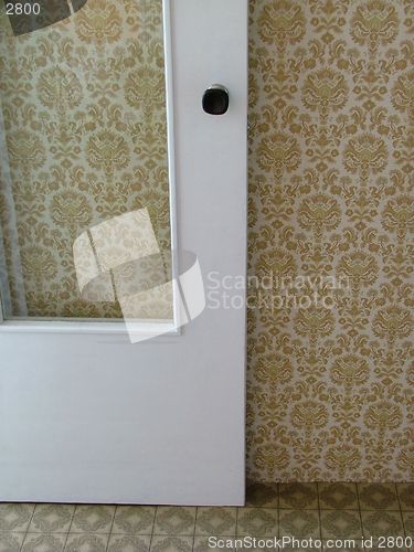 Image of door and a wallpaper pattern