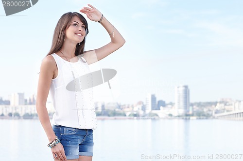 Image of Portrait of smiling young woman