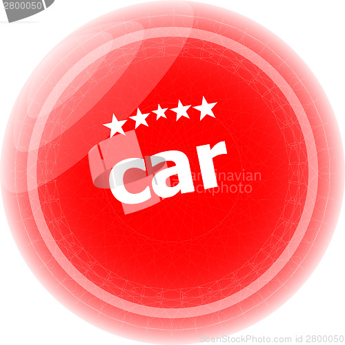 Image of car word stickers red button, web icon button