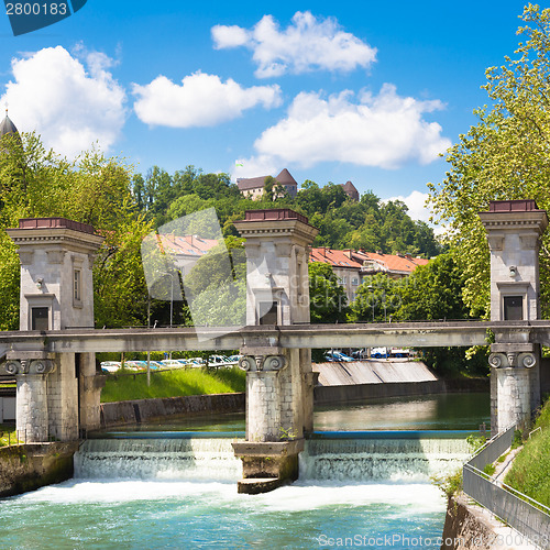 Image of Sluice on the River Ljubljanica, Ljubljana, Slovenia.