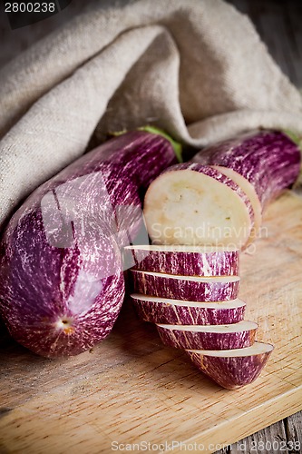 Image of two fresh eggplants