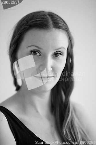 Image of Black and white portrait of attractive woman