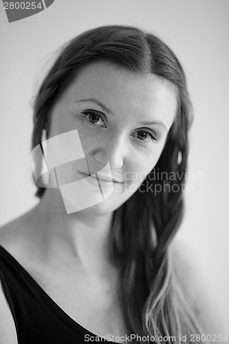 Image of Black and white portrait of attractive woman