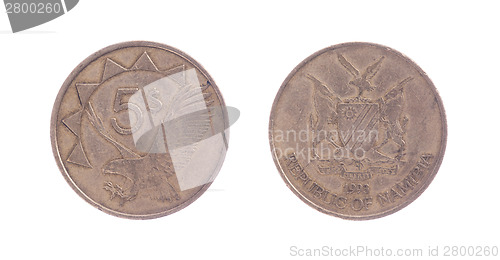 Image of Old five dollar coin, Namibian currency